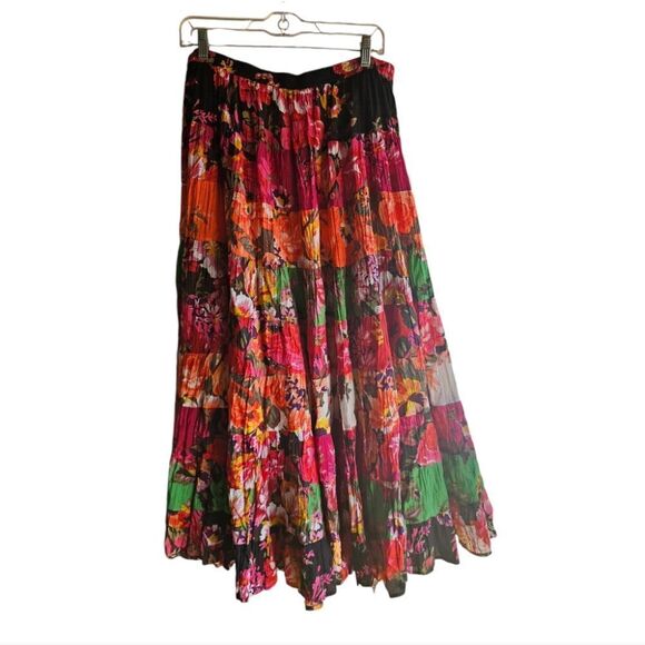 SOFT SURROUNDINGS Full Multi Print Colorful Peasant Maxi Skirt - Size Large - Picture 1 of 7